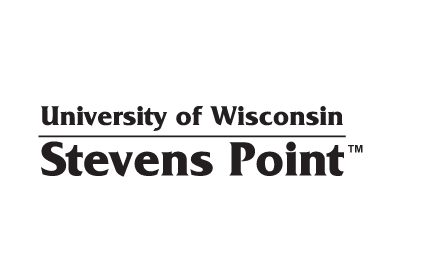 University of Wisconsin Stevens Point wordmark stacked, 1-color black variant, cell 95