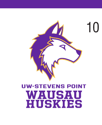 UW-Stevens Point Wausau Huskies logo, full color variant, cell 106