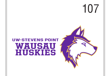 UW-Stevens Point Wausau Huskies horizontal logo, full color variant, cell 107