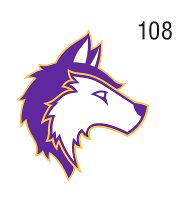 Husky head logo, full color variant, cell 108
