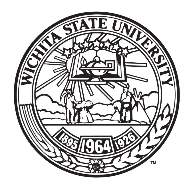 Wichita State University Seal, black on white variant, cell 63