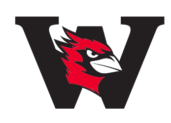 Cardinal + W, black/red on white variant, cell 1