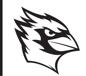 Cardinal head, black/white on white variant, cell 13