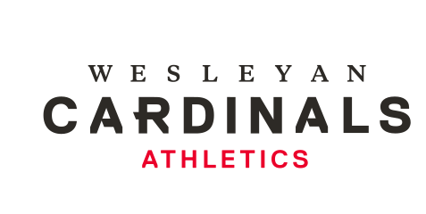 Wesleyan Cardinals Athletics wordmark, black/red on white variant, cell 15