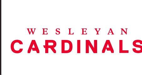 Wesleyan Cardinals wordmark, red/black on white variant, cell 17