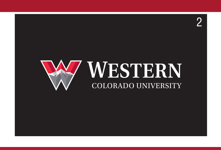 Western Colorado University primary mark, horizontal, reverse on black variant, cell 2