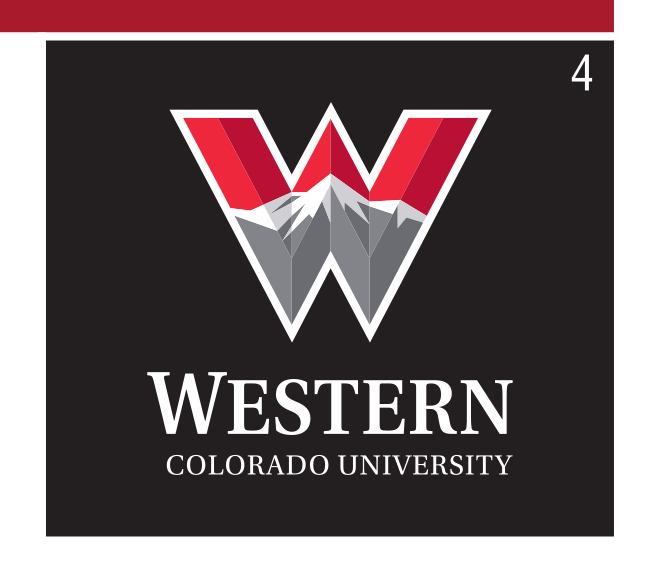 Western Colorado University primary mark, stacked, reverse on black variant, cell 4