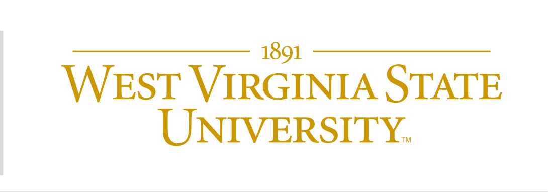 West Virginia State University wordmark, gold, stacked with 1891 variant, cell 22
