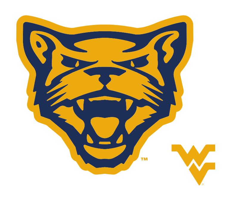 Catamount mascot head with Flying WV, gold/blue variant, cell 7