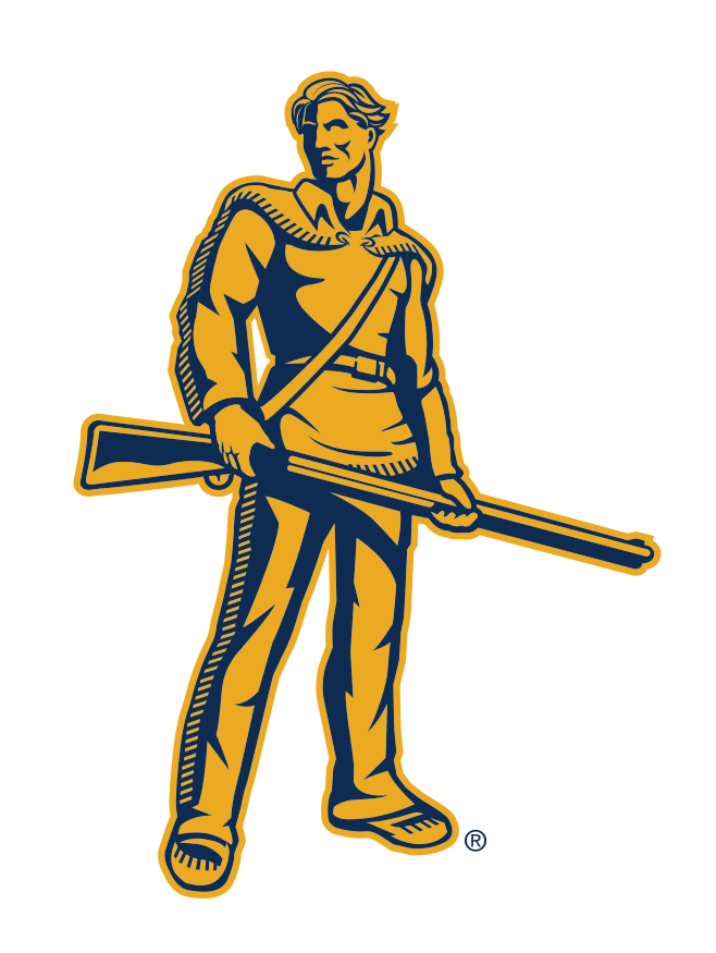 Mountaineer mascot with Flying WV, gold primary variant, cell 15