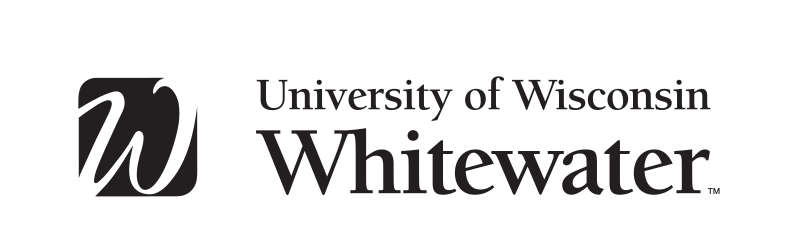 University of Wisconsin-Whitewater logo, horizontal black variant, cell 2