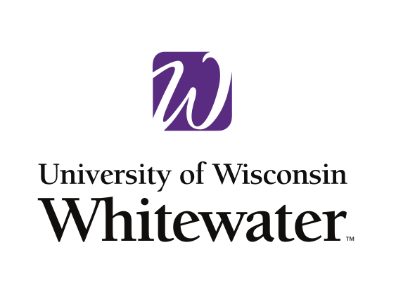 University of Wisconsin-Whitewater logo, stacked purple/black variant, cell 4