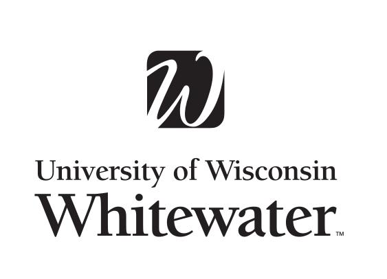 University of Wisconsin-Whitewater logo, stacked black variant, cell 5