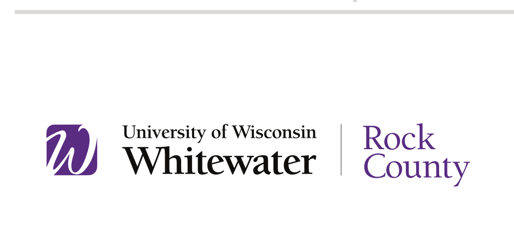 University of Wisconsin-Whitewater Rock County logo, horizontal purple/black variant, cell 7