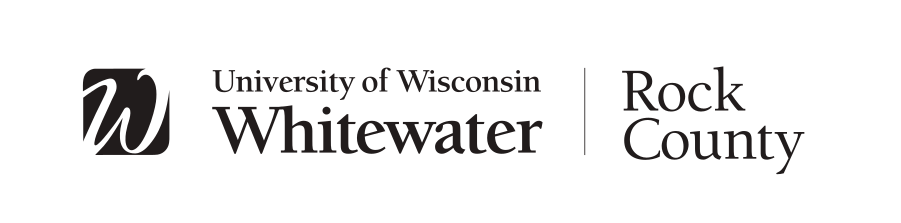 University of Wisconsin-Whitewater Rock County logo, horizontal black variant, cell 8