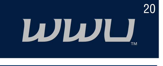 WWU wordmark, color on dark variant, cell 20