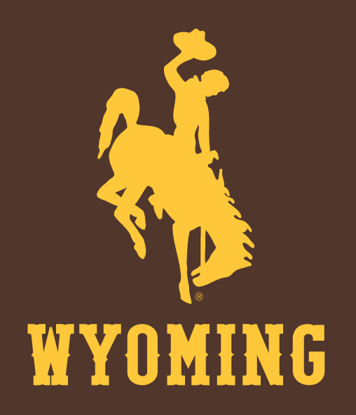 Wyoming Bucking Horse + Wordmark, gold on brown variant