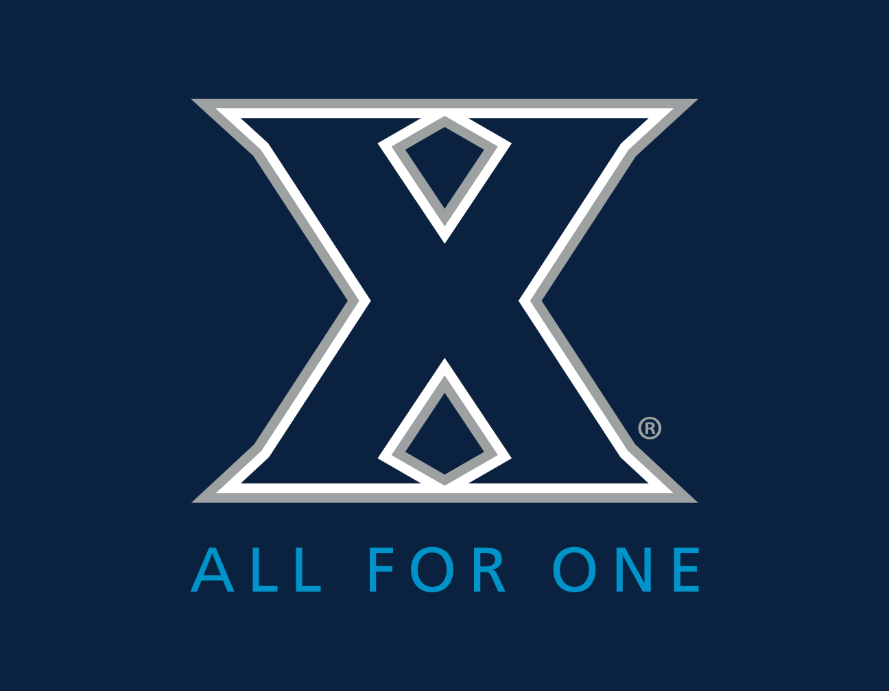 all for one signature, stacked white/grey on dark blue variant, cell 20