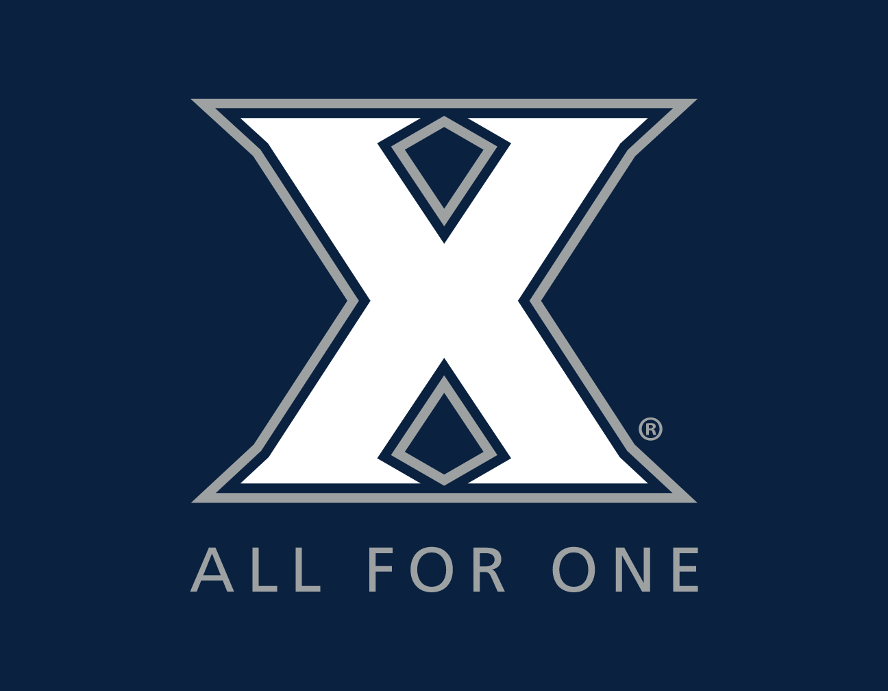 all for one signature, stacked white/grey on dark blue variant, cell 23