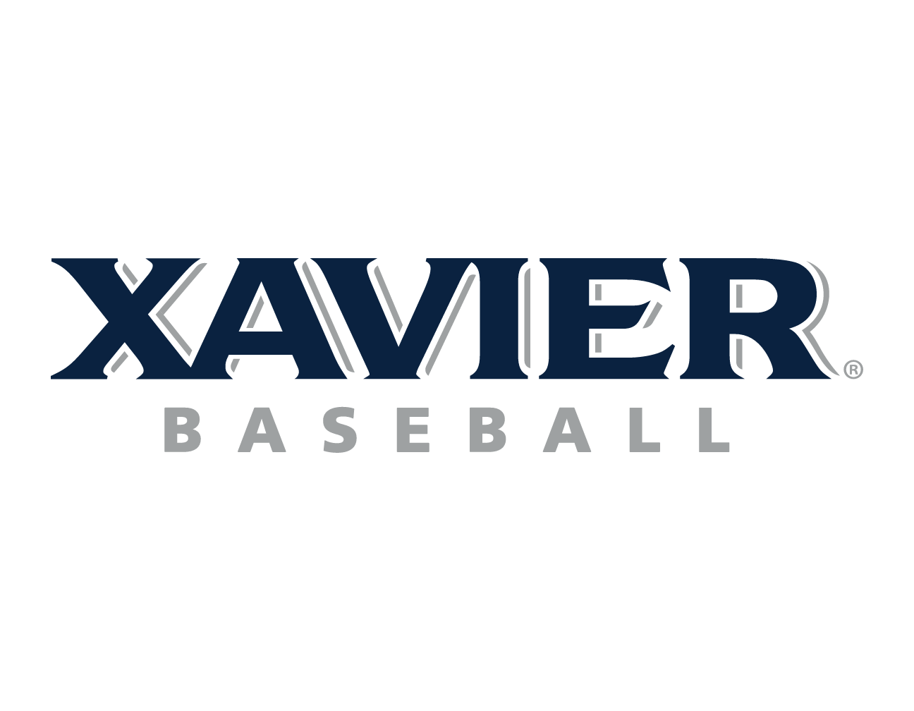 Xavier Baseball wordmark, blue variant, cell 81