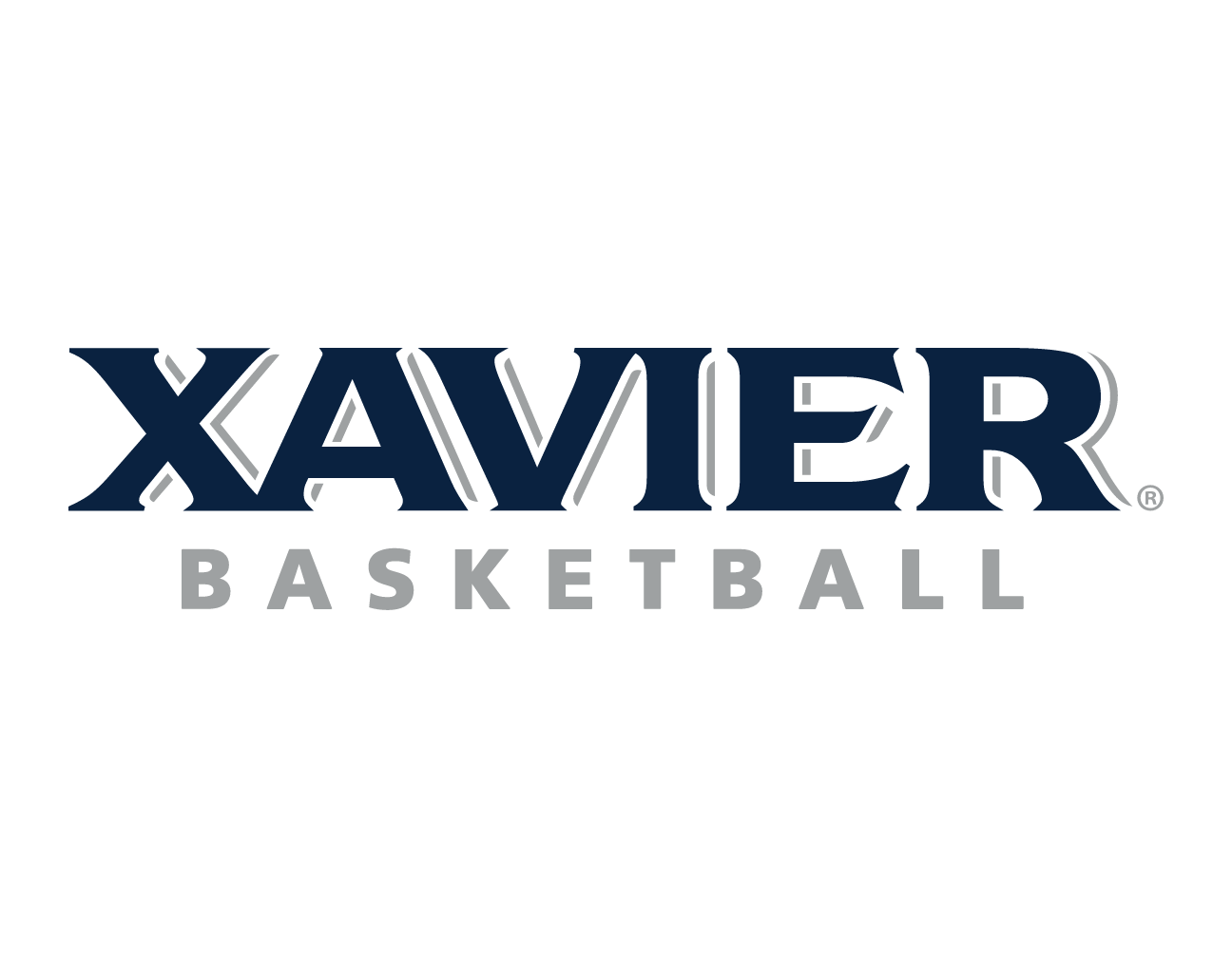 Xavier Basketball wordmark, blue variant, cell 83