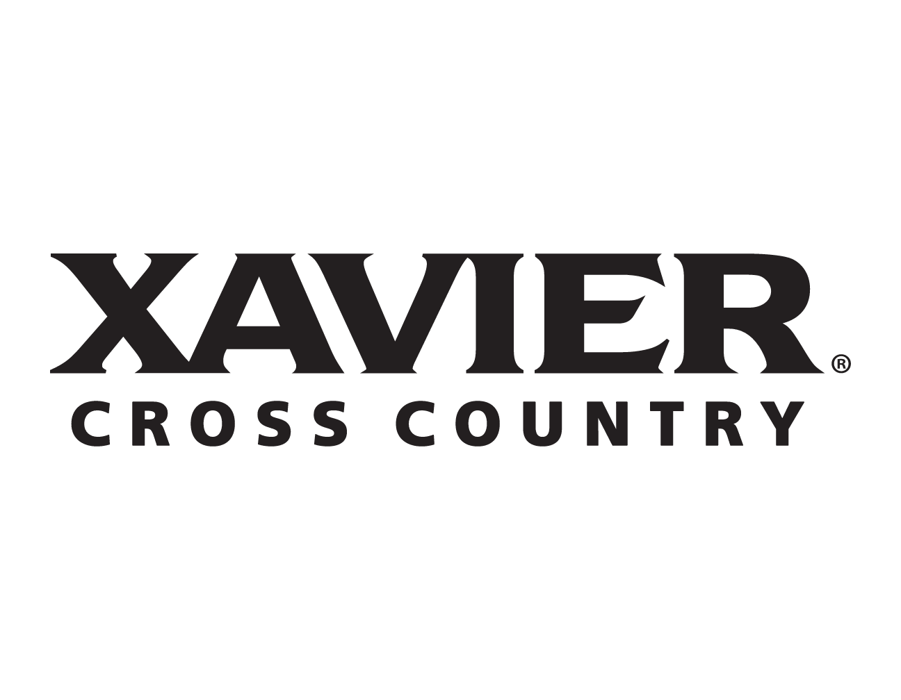 Xavier Cross Country wordmark, white variant, cell 86