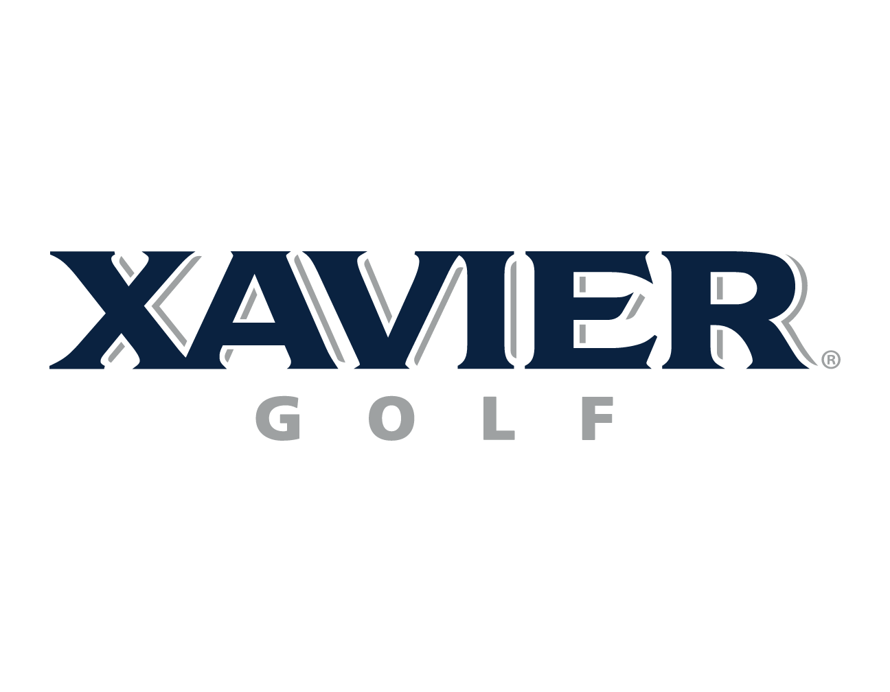 Xavier Golf wordmark, blue variant, cell 87