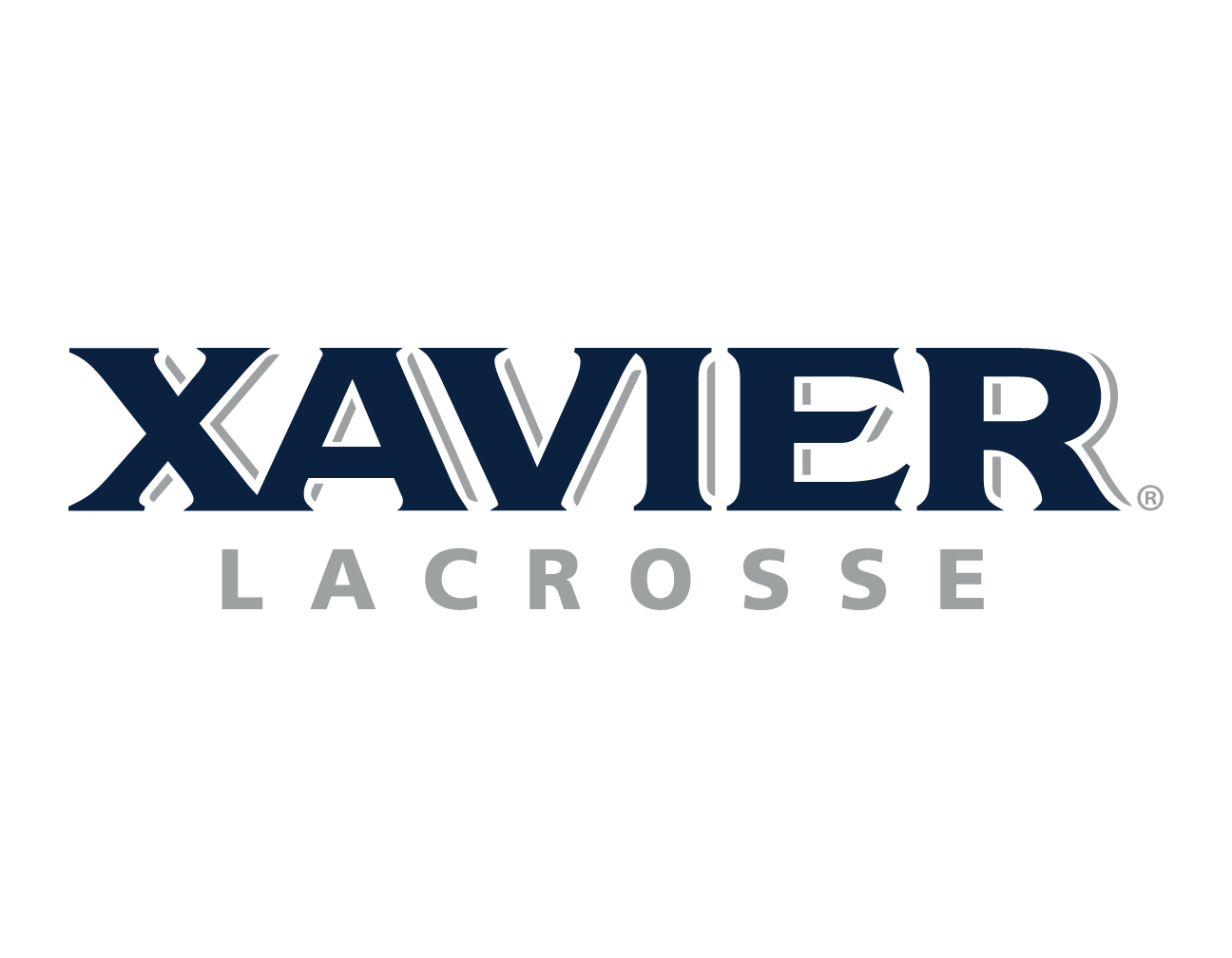 Xavier Lacrosse wordmark, blue variant, cell 89