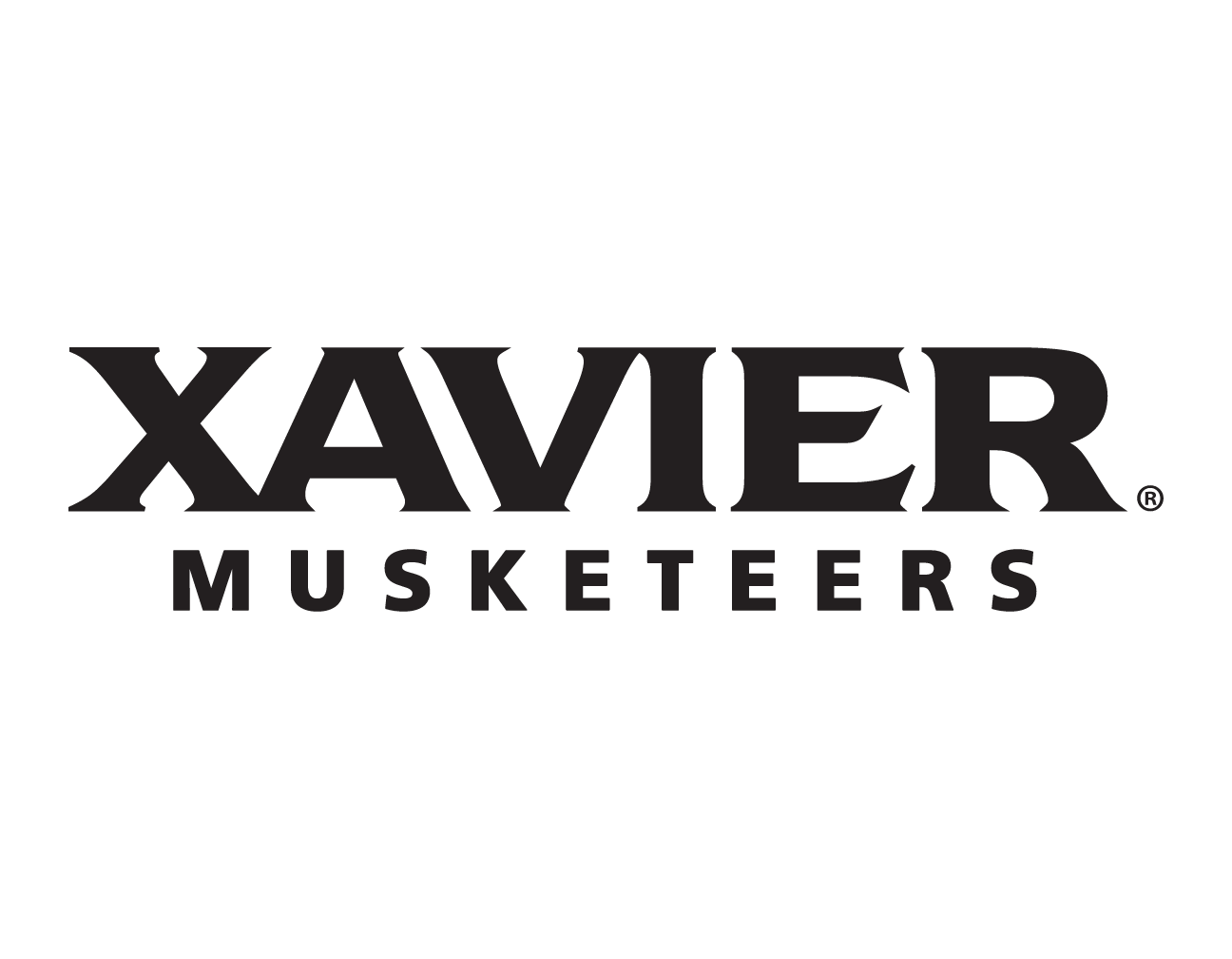 Xavier Musketeers wordmark, white variant, cell 92