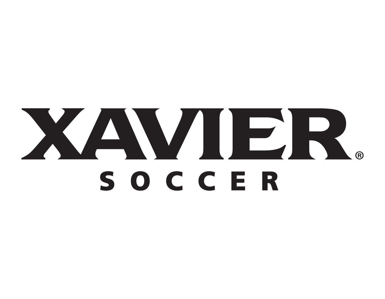Xavier Soccer wordmark, white variant, cell 94
