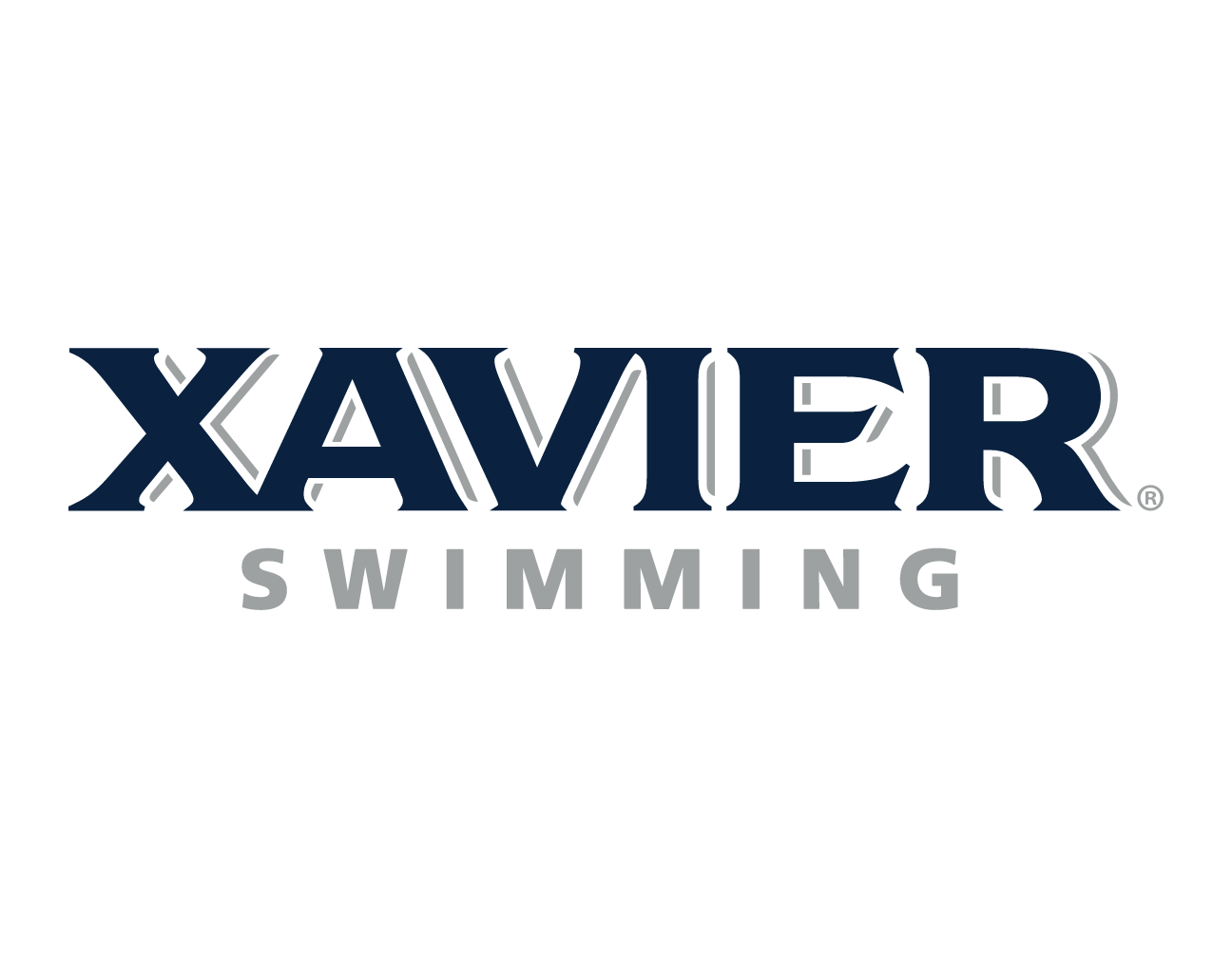Xavier Swimming wordmark, blue variant, cell 95