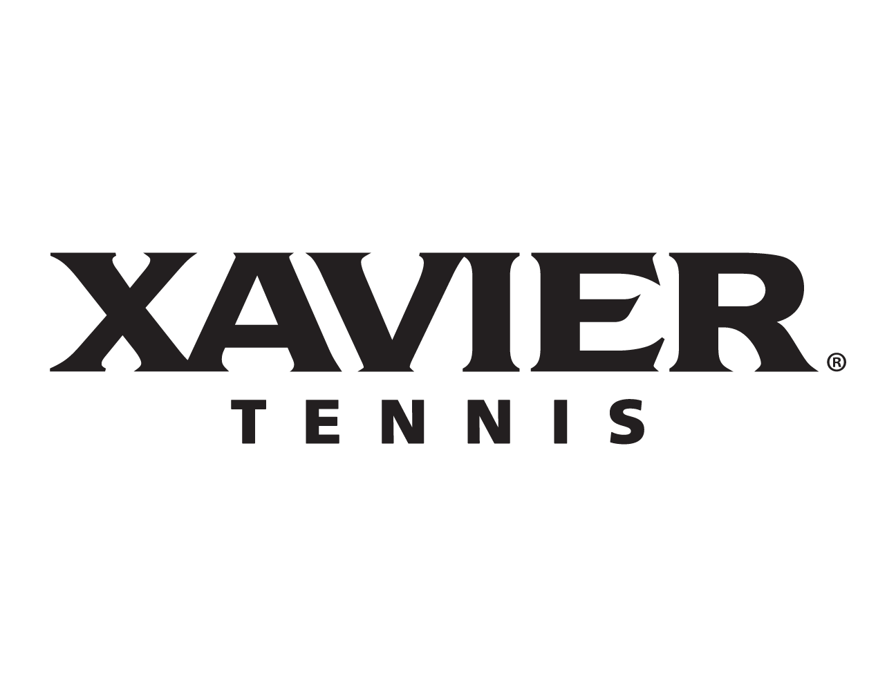 Xavier Tennis wordmark, white variant, cell 98