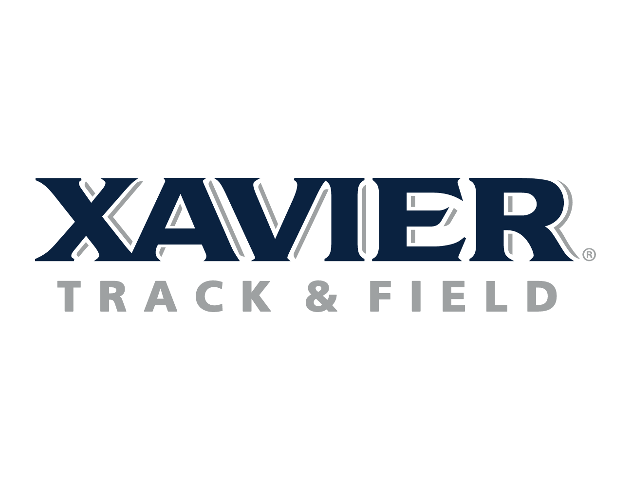 Xavier Track & Field wordmark, blue variant, cell 99