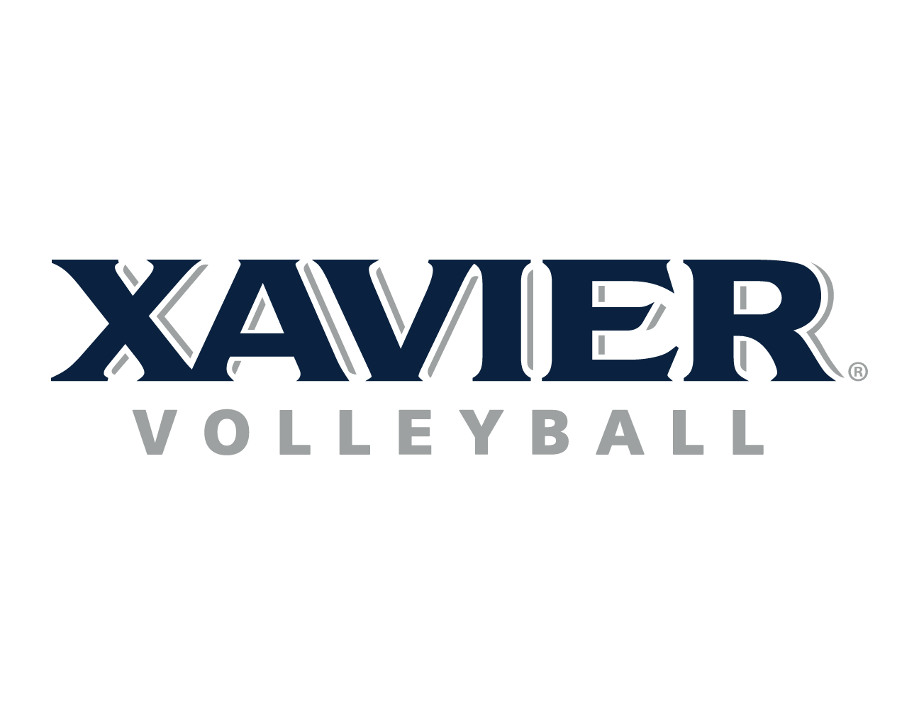 Xavier Volleyball wordmark, blue variant, cell 101