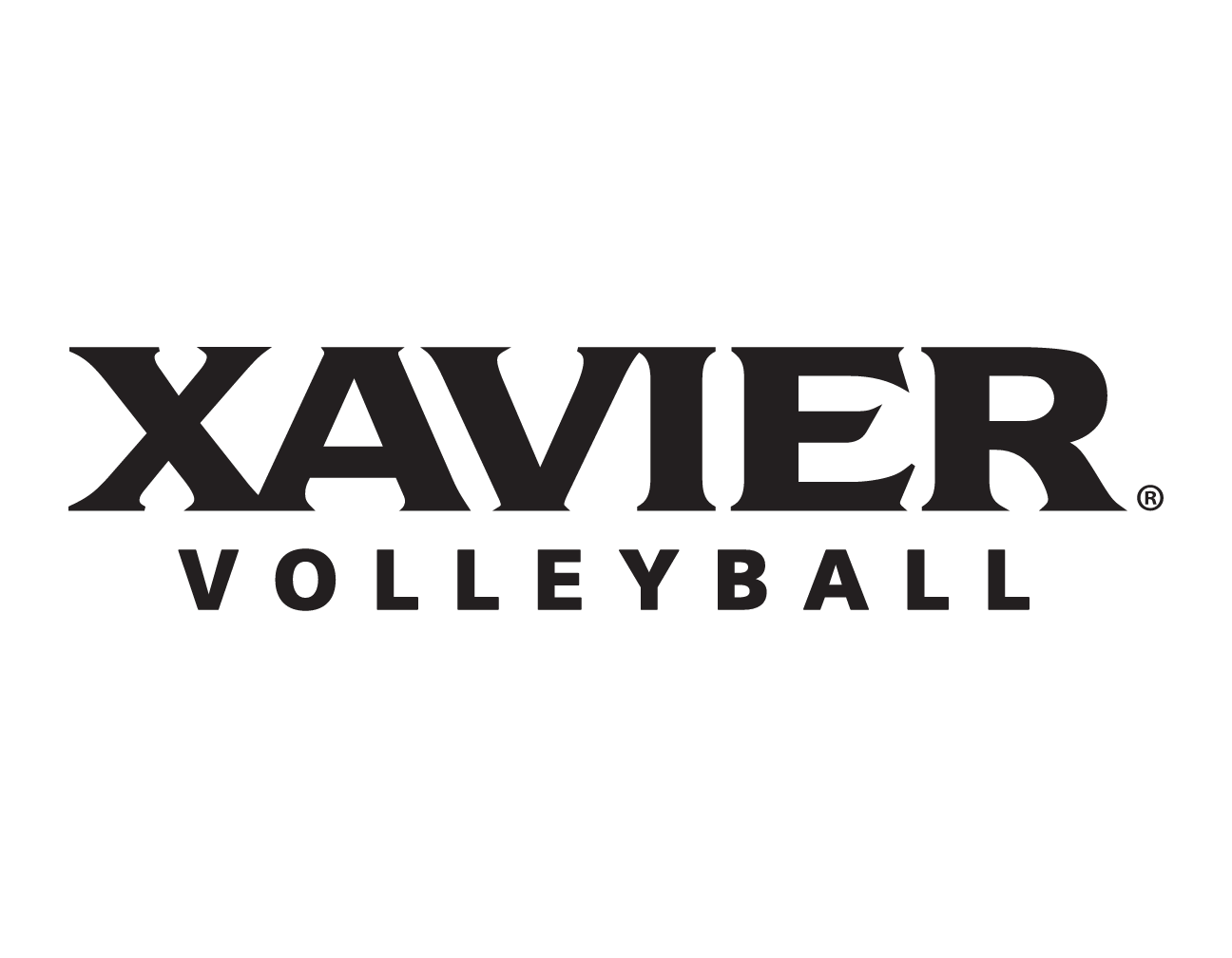 Xavier Volleyball wordmark, white variant, cell 102