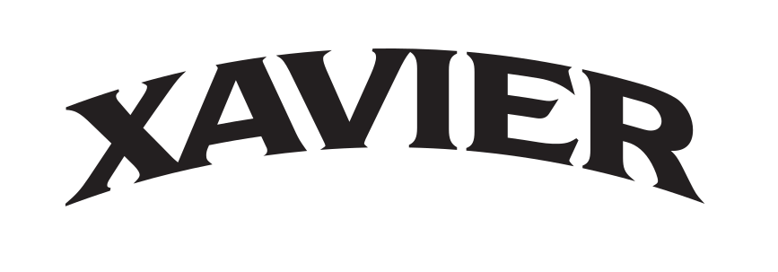 Xavier arched wordmark, black/white on white variant, cell 71