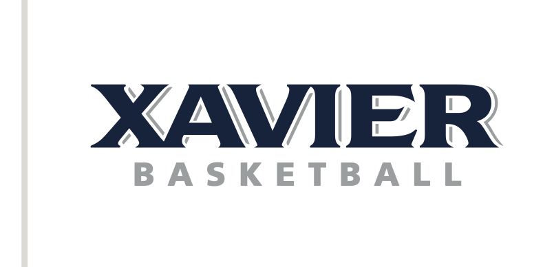 Xavier Basketball wordmark, blue variant, cell 83