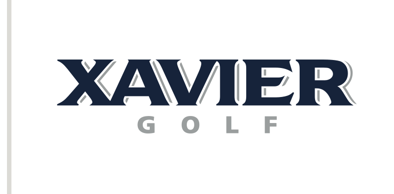 Xavier Golf wordmark, blue variant, cell 87
