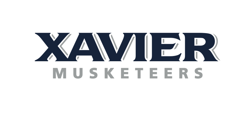 Xavier Musketeers wordmark, blue variant, cell 91
