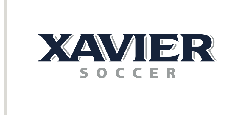 Xavier Soccer wordmark, blue variant, cell 93