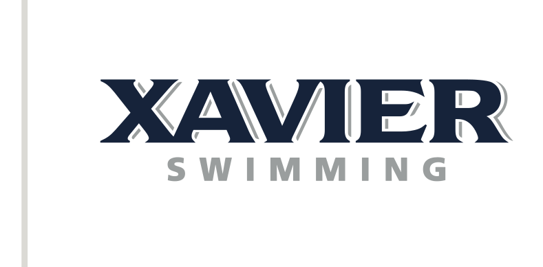 Xavier Swimming wordmark, blue variant, cell 95