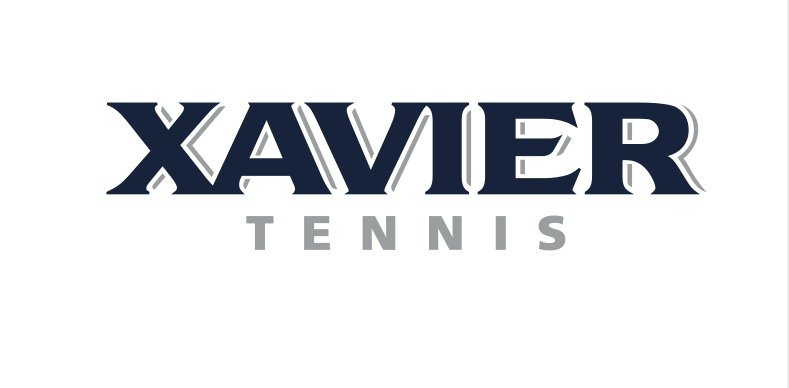 Xavier Tennis wordmark, blue variant, cell 97