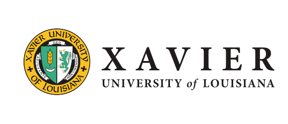 Xavier University of Louisiana logo, horizontal, color variant, cell 5