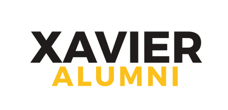 Xavier Alumni wordmark, horizontal, color variant, cell 26