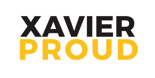 Xavier Proud wordmark, stacked, color variant, cell 22