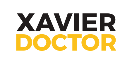 Xavier Doctor wordmark, horizontal, color variant, cell 27