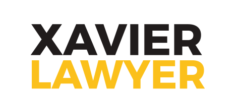 Xavier Lawyer wordmark, horizontal, color variant, cell 28