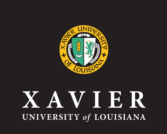 Xavier University of Louisiana primary logo, reverse full color variant, cell 2