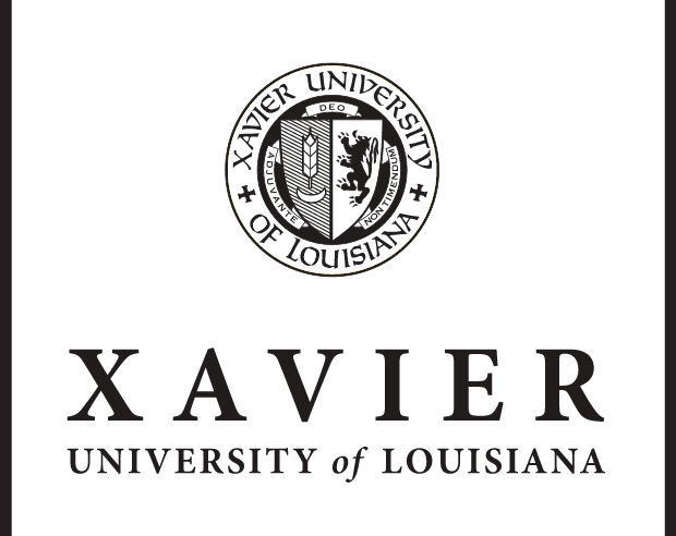 Xavier University of Louisiana primary logo, one color black variant, cell 3