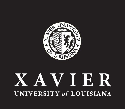 Xavier University of Louisiana primary logo, reverse one color white variant, cell 4